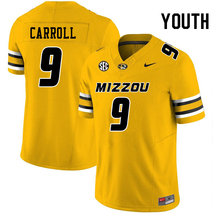 Youth #9 Marcus Carroll Missouri Tigers College Football Jerseys Stitched-Gold